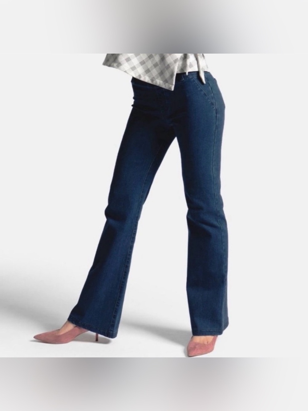 Betabrand Bootcut Dress Pant Yoga Jeans Indigo XL Pull-On W1118 Stretch Fitted